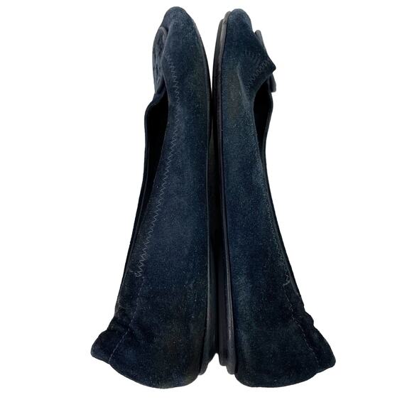 Tory Burch Minnie Suede Leather Travel Ballet Flat 7.5 Navy Blue Foldable - Picture 8 of 10